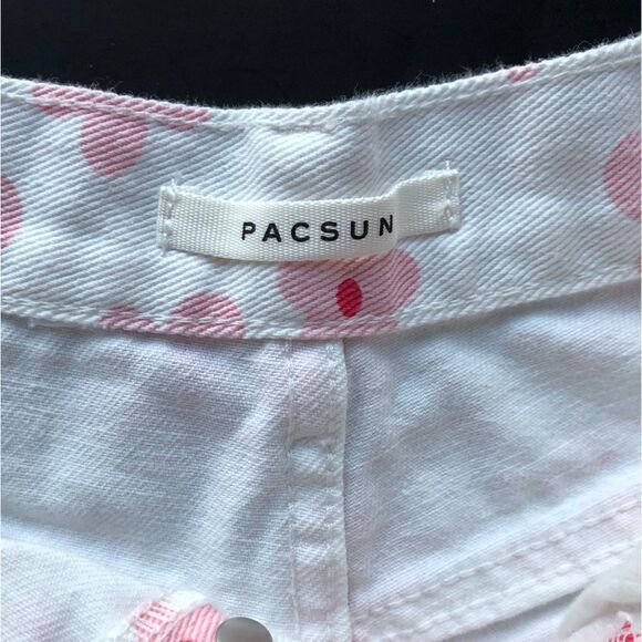 PacSun Pink 90’s Flower Vintage High Waisted Y2K Denim Shorts Size 24 - Picture 12 of 16
